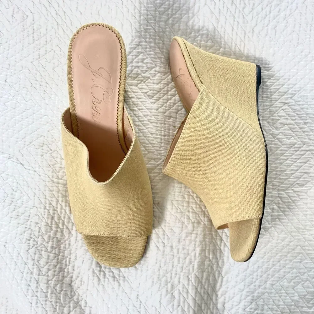 J.Crew Bianca Tan Cream Woven High Wedge Sandals US 10.5